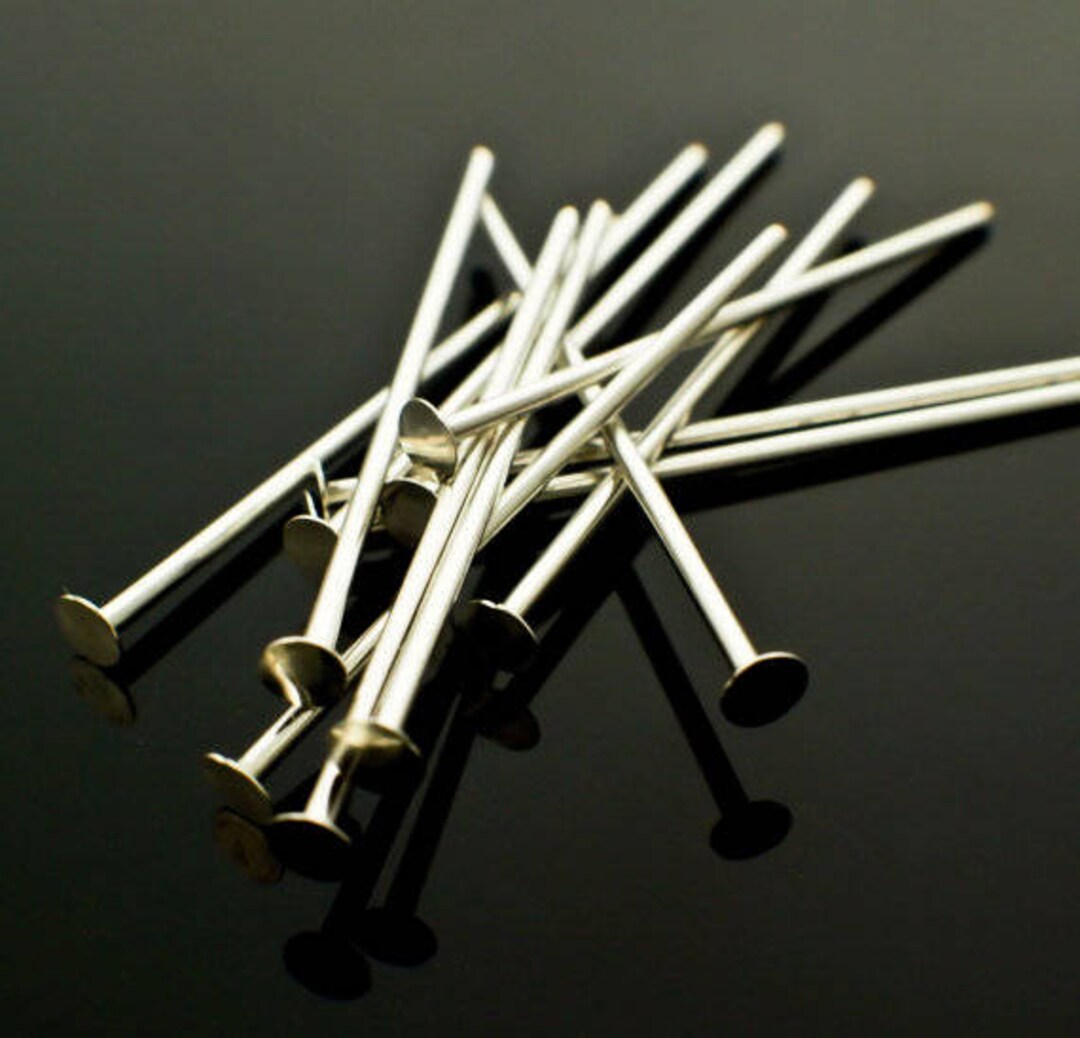 Solid 925 Sterling Silver Flat Head Pins Needles 24,22,21 Gauge 15,20