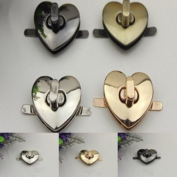 Heart Twist Turn Lock Bag Hardware Gold Silver Gunmetal Bronze 