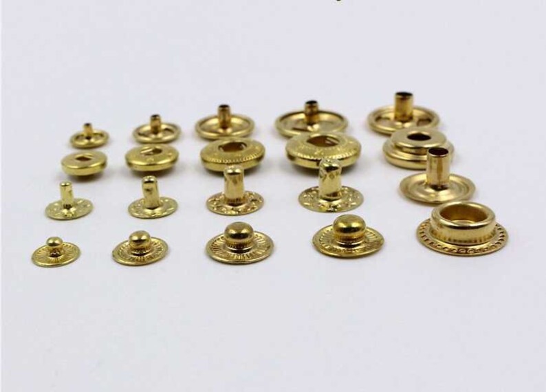 Solid Brass Round S Spring Snap Button 8 10 12 15 Mm Rivet Etsy