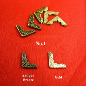 Protezioni angolari piatte in metallo per album di scrapbooking, album di carte, diari, decorazioni, piccole, vintage, bronzo, oro, 14 mm, 9/16, 0,55 1/2, 1 pollice