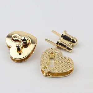 Heart Twist Turn Lock Bag Hardware Gold 1/10 pcs Handmade Purse Handbag Making Metal 34 mm 1 3/8 Supplies image 10