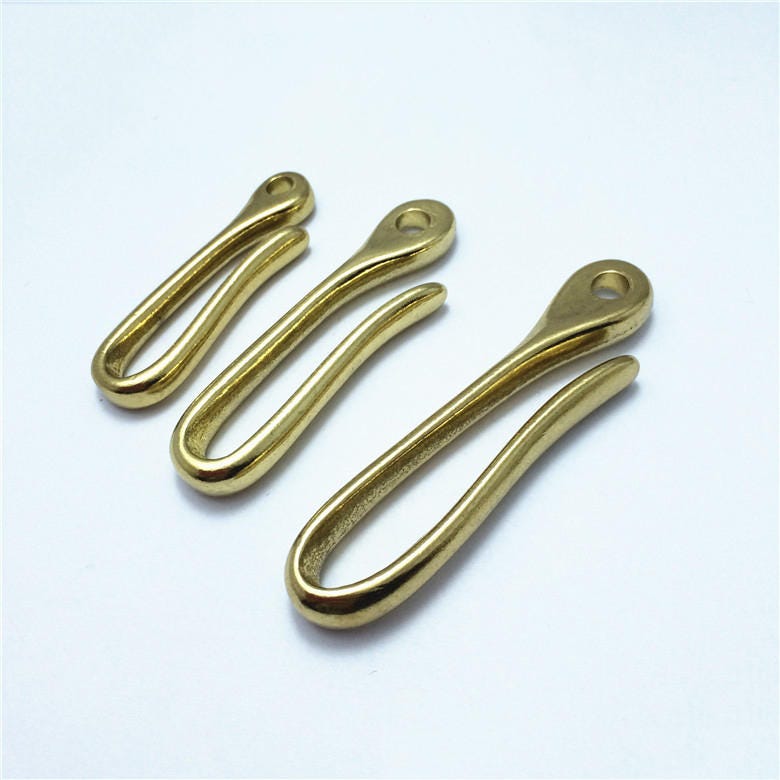 Chrome Plated Brass Carabiner Belt U Hook Fob Clip, EDC Keychain, Key Ring