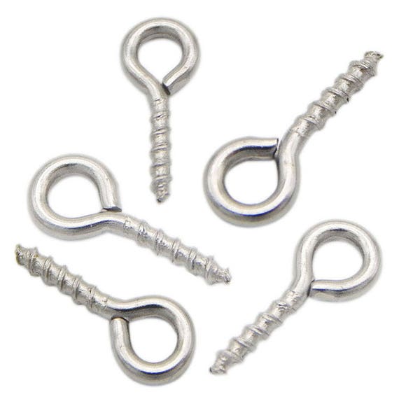 Silver Mini Eye Hooks, Screw Eye Bails Small Screw Eye Hook Screw Wholesale Screw  Eye Bails Eye Hook Pins in Different Size Jewelry Supply 