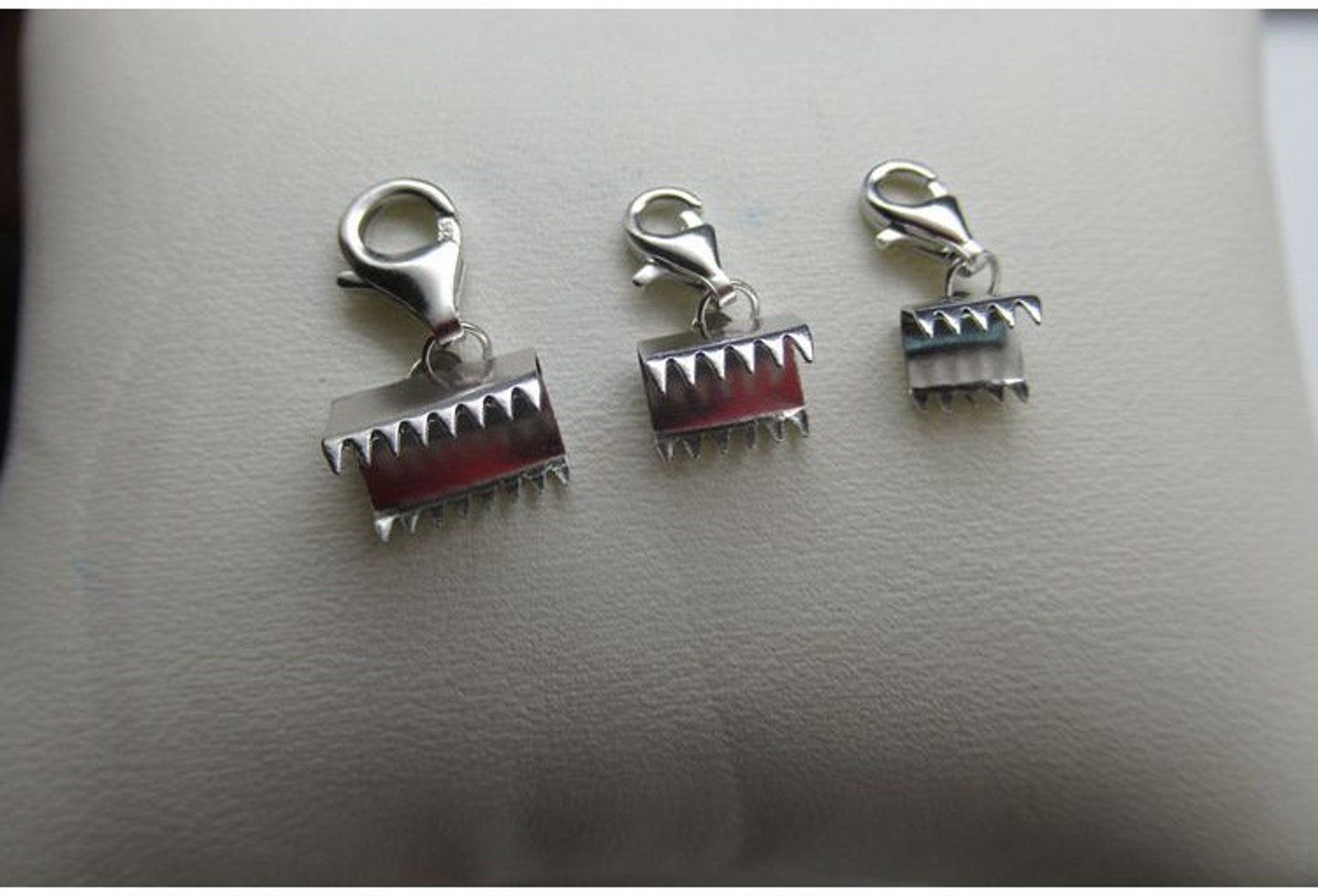 Sterling Silver Ribbon Cord End Clamp Crimps Lobster Clasp 6 8 Etsy