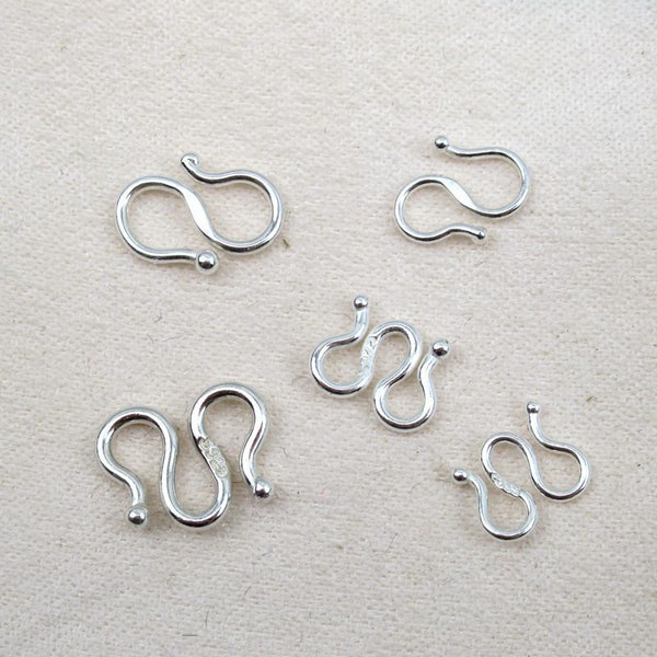 Sterling Silver S M W Hook Clasp 6x9; 8x11; 6.5x8; 7x9; 9x11mm Chain Findings for Handmade Pure Fine Jewelry Making Wholesale Bulk