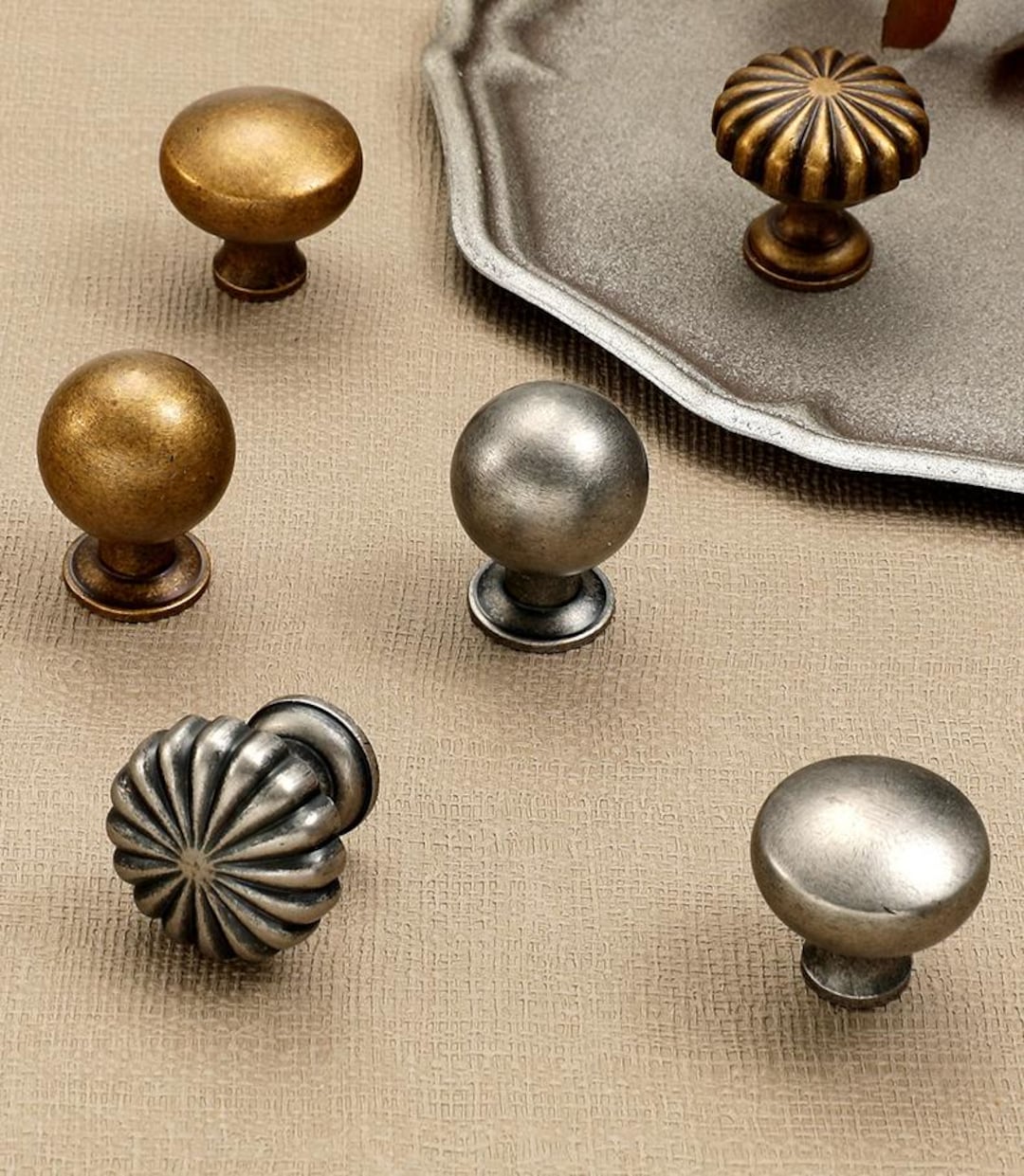 Solid Brass Cabinet Knobs With Vintage Patina Antique Brass Drawer ...