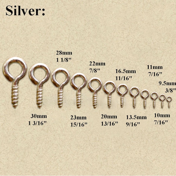 Small Screw Eye Bail Pin Furniture Decorative Frame Hanger Wall Door Cabinet Sofa Couch Decor Ancient Vintage Style Antique Silver Tone Iron