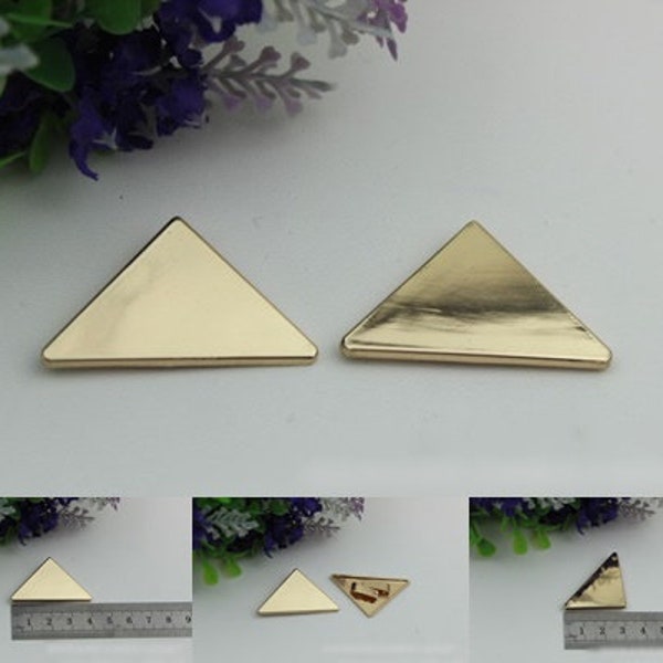 Triangle Purse Label 1/10pcs Bag Hardware Charm Light Gold Handmade Purse Handbag Making Metal Decoration 40mm 1 5/8" Wholesale Supplies