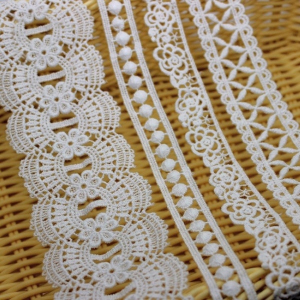 White Crochet Lace Cotton Trim For Thong Bikini Pattern Top Curtain Vintage Antique Fabric Ribbon By The Yard Decorative Border Wholesale