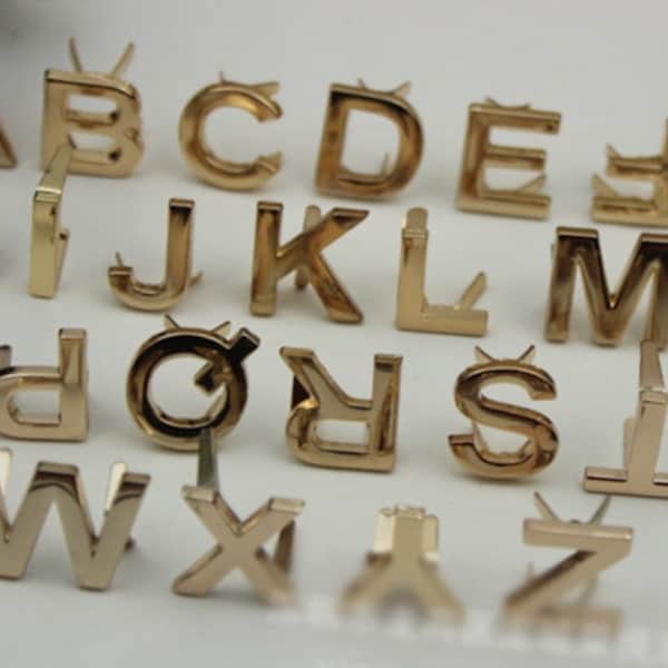 Letters Purse Label 1/10pcs 18mm 3/4" Choose From 26 Hardware Charm Gold Handmade Bag Making Metal Decoration Wholesale