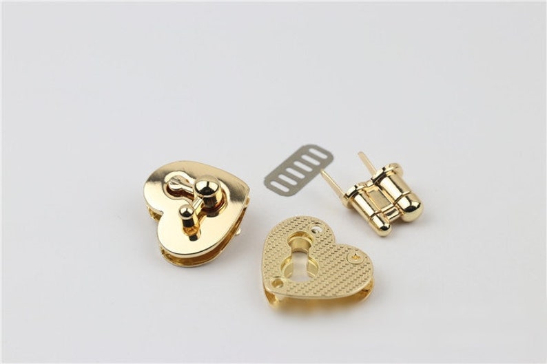 Heart Twist Turn Lock Bag Hardware Gold 1/10 pcs Handmade Purse Handbag Making Metal 34 mm 1 3/8 Supplies image 9