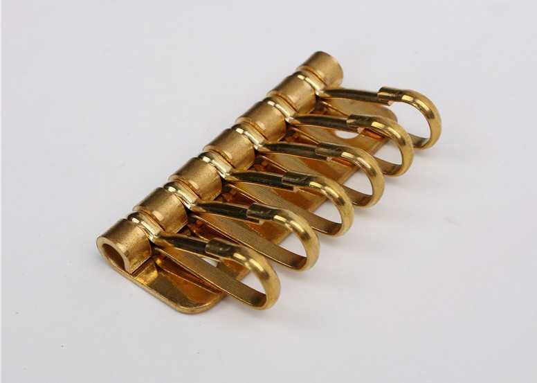 6 Hooks Solid Brass Key Holder Plate 2 Inch Pouch Spring Snap Etsy