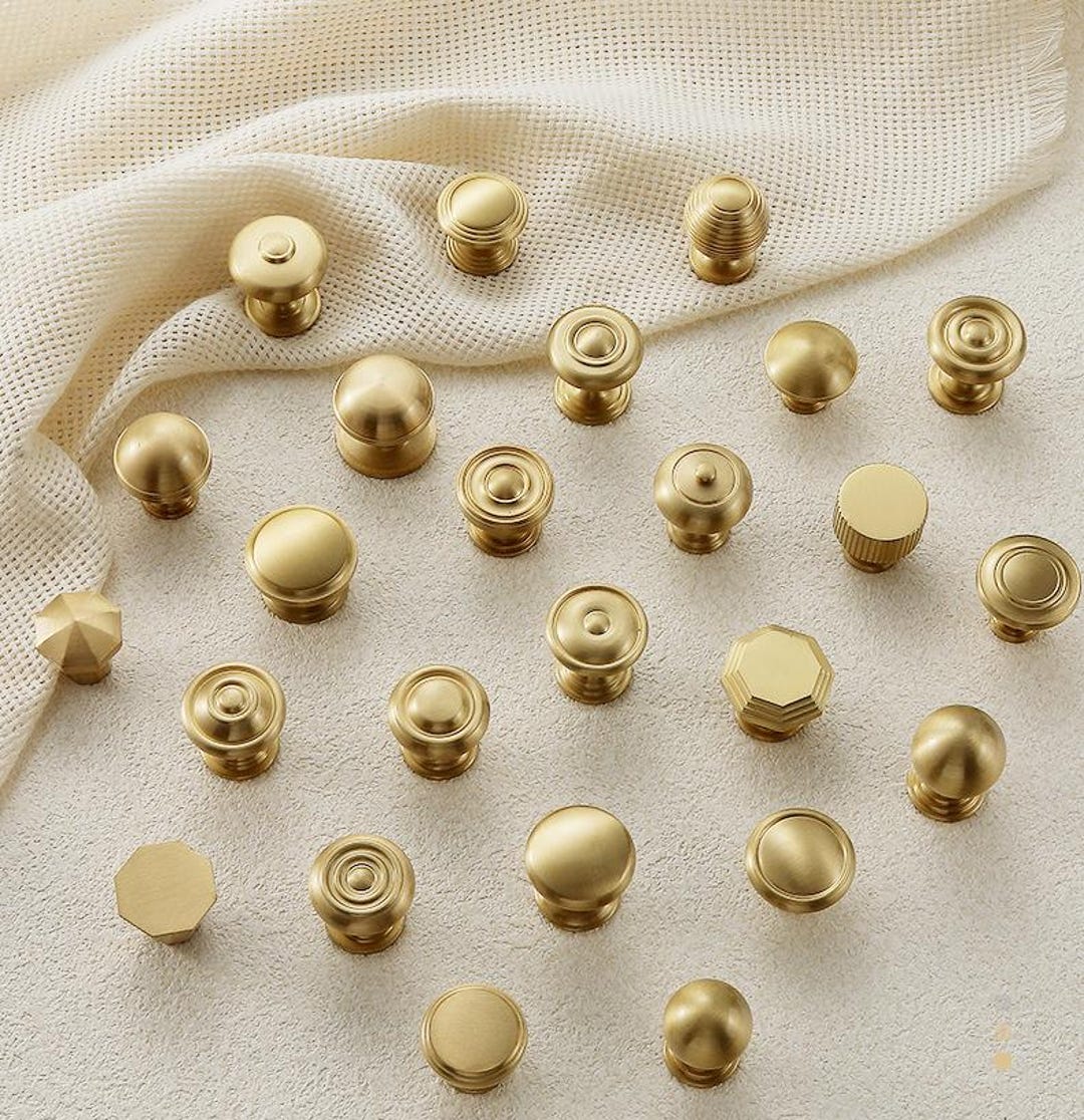 Matte Gold Solid Brass Cabinet Knobs Modern Minimalism Scandinavian ...