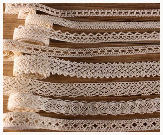 Old Cotton Crochet Cluny Ecru Lace Ribbon Trim 15 Mm Cream Ivory