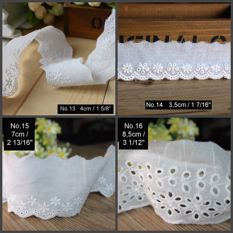 Embroidery Scalloped Cotton Eyelet Lace Trim image 6