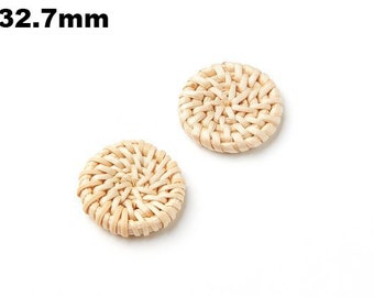 Natural Rattan Wood Earring Hoops 33mm-1-1/4" Coin Wooden Charms Handwoven Circle Findings Woven Boho Jewelry Making Blanks Wholesale Bulk