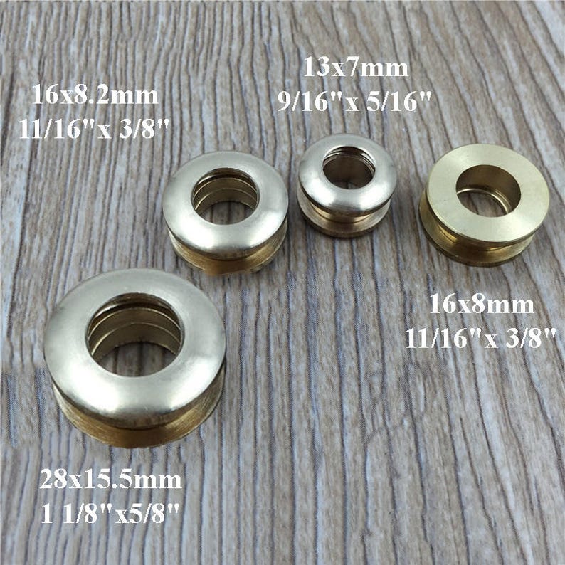 Solid Brass Screw Grommet Eyelet Ring O Round Flat Hole Large Size Purse Chain Loop Handle Leathercraft Repair 13 16 20 28 mm 1/2 3/4 1 image 3