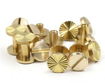 Solid Brass Chicago Screw Screwback Post Bolt Button Belt Stud Rivet Round Head Heavy Duty Leathercraft Wholesale Bulk 4 5 6 7 8 9 10 mm