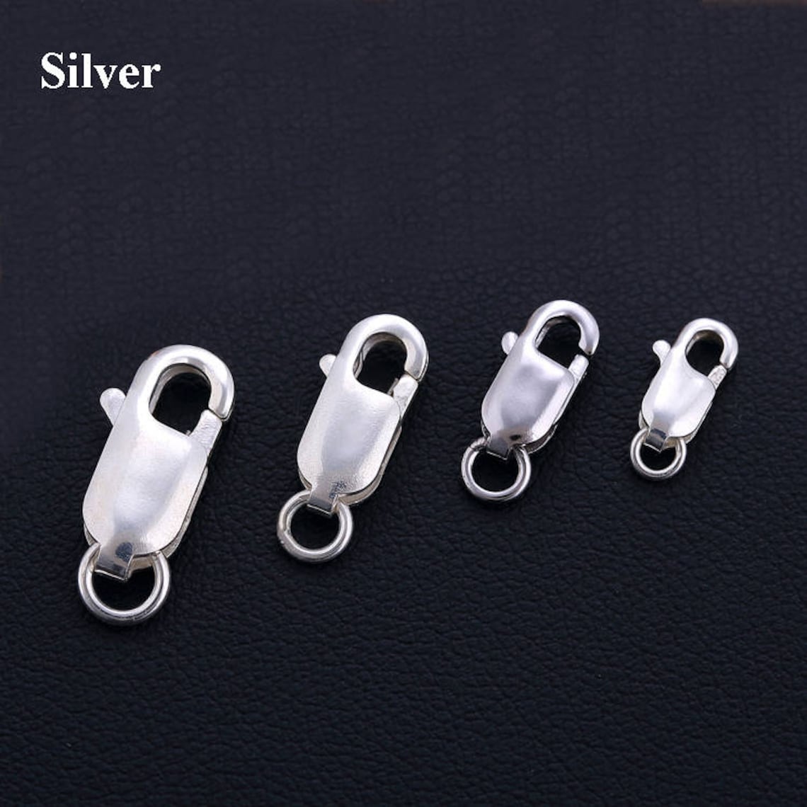 Sterling Silver Oval Lobster Claw Clasp 8 10 12 mm Jump Ring Etsy