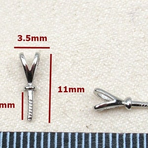 Sterling Silver Peg Bail 3.5x11mm Pendant Findings for Handmade Pure Fine Jewelry Making Wholesale Bulk image 2