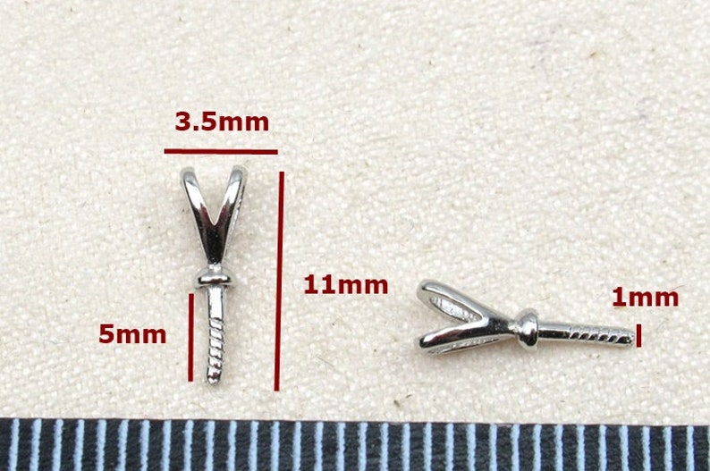 Sterling Silver Peg Bail 3.5x11mm Pendant Findings for Handmade Pure Fine Jewelry Making Wholesale Bulk image 2