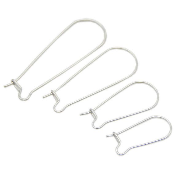 Surgical Stainless Steel Silver Kidney Ear Wire Earring Hook Pierced 20-25-38mm 
