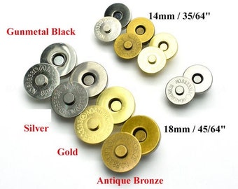 Round Double Rivet Magnetic Snap Closure Fastener Button Purse Clasp Bag Sewing 10 14 17 20mm Silver Gold Bronze Gunmetal Black