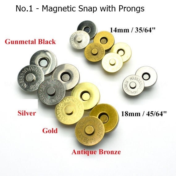 Gun Black 10 Sets ALL in ONE Magnetic Snaps Purse Double Rivet Closures Round Clasp Stud Button 
