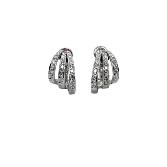 18K White Gold Diamond Hoop Earring - image 1