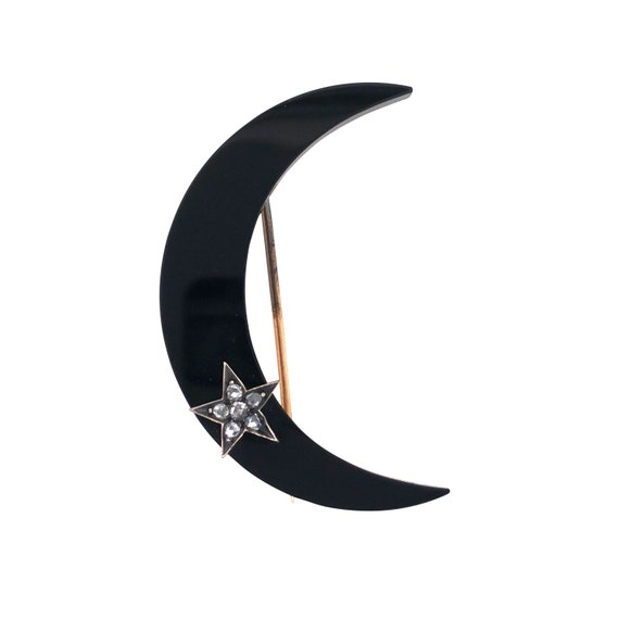 Antique Crescent Moon & Diamond Star Brooch.