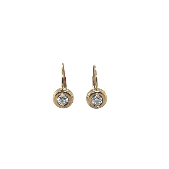 14K Yellow Gold Diamond Earring - image 1