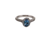 14K White Gold Aquamarine and Diamond Ring