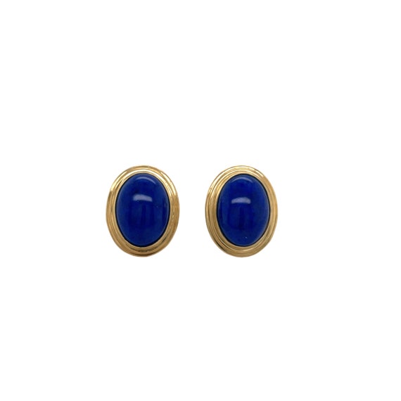 14K Yellow Gold Lapis Earring