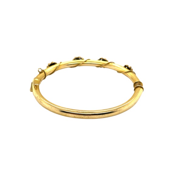 14K Yellow Gold Diamond Bangle Bracelet - image 3