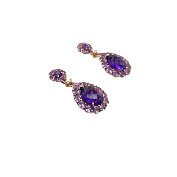 18K Rose Gold Amethysts and Diamond Earring - image 3