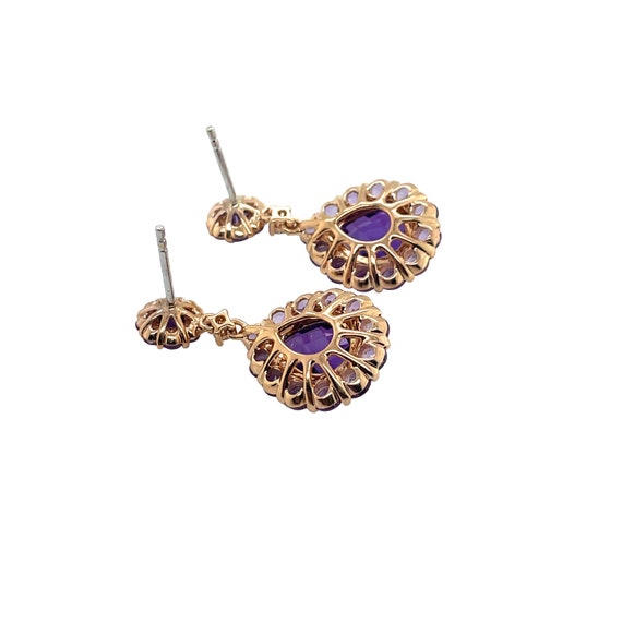 18K Rose Gold Amethysts and Diamond Earring - image 2