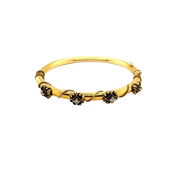 14K Yellow Gold Diamond Bangle Bracelet - image 1