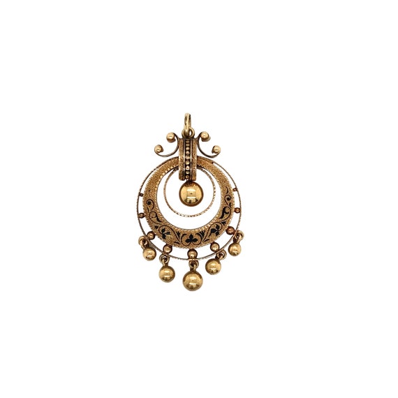 Victorian 14K Yellow Gold Enamel Pendant - image 1