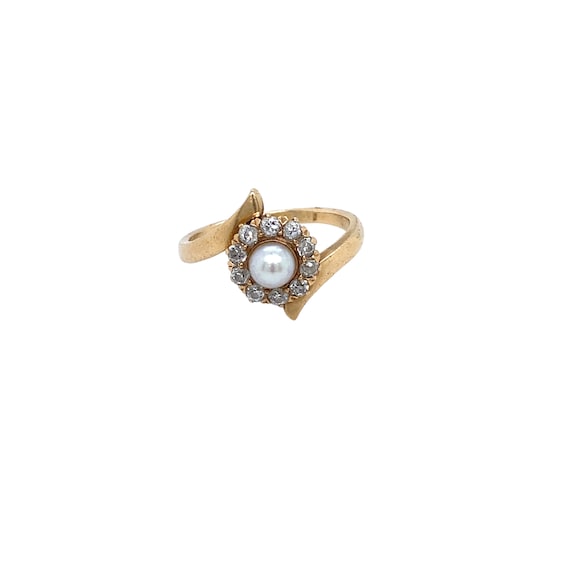 Victorian 14K Yellow Gold Pearl and Diamond Ring - image 1