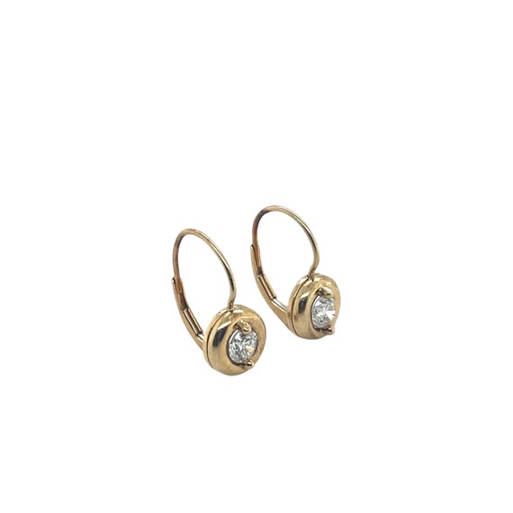 14K Yellow Gold Diamond Earring - image 4