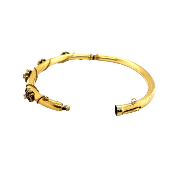 14K Yellow Gold Diamond Bangle Bracelet - image 2
