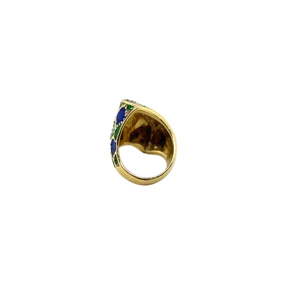 14K Yellow Gold Enamel Ring - image 3