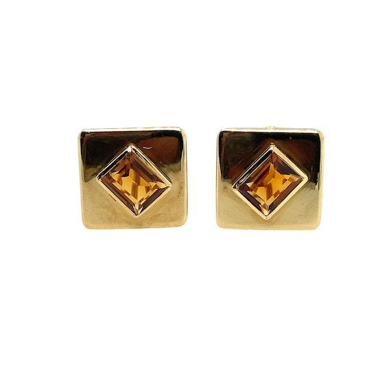 18K Yellow Gold Citrine Earring - image 1