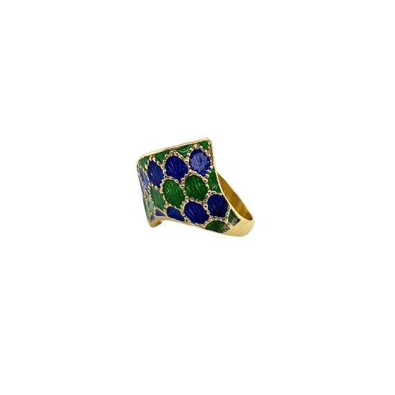 14K Yellow Gold Enamel Ring - image 2