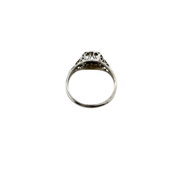 Art Deco 14K White Gold Diamond Ring - image 3