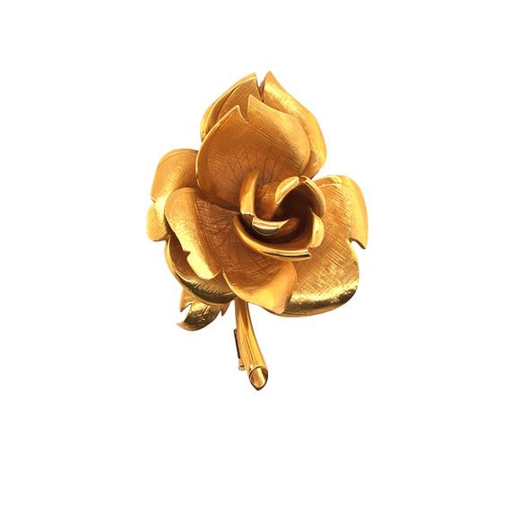 18k Yellow Gold Rose Brooch