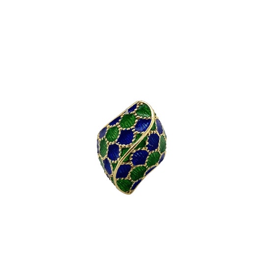 14K Yellow Gold Enamel Ring - image 1