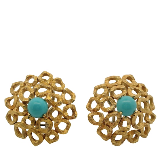 18K Yellow Gold Turquoise Earring