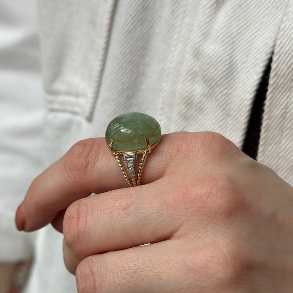 14K Yellow Gold Emerald and Diamond Ring - image 5