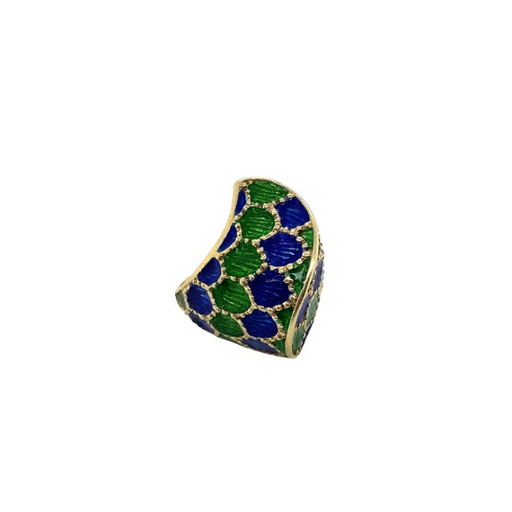 14K Yellow Gold Enamel Ring - image 4